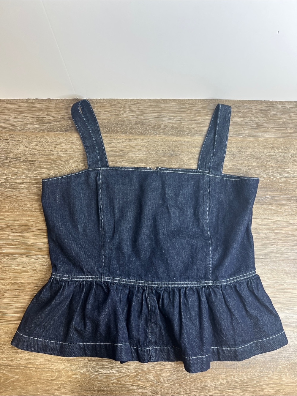 ASOS DESIGN Dark Wash Denim Peplum Tank Top Size Large